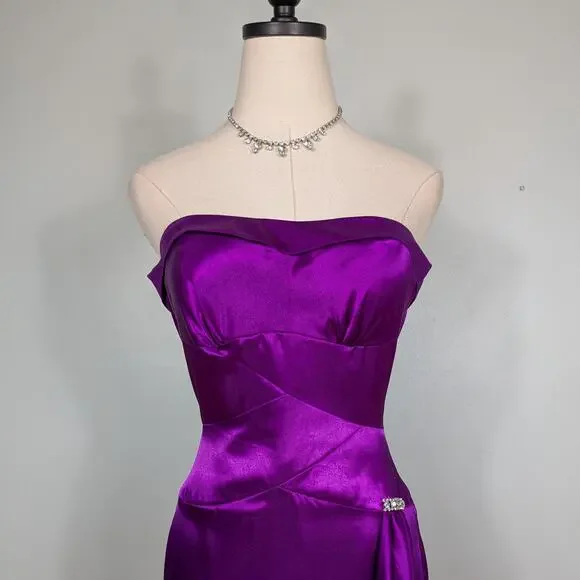 Vintage Prom Dress Maxi Ball Gown 4 Purple Y2K Glam Flirt Sottero Strapless Hoco